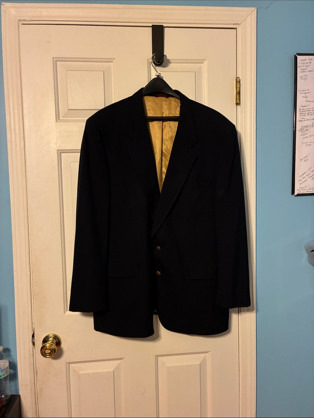 Classic Men's Navy Sport Coat with Gold Interior